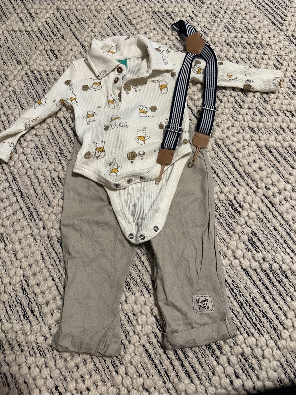 Disney Baby Cream Bodysuit with Yellow Pooh Accents